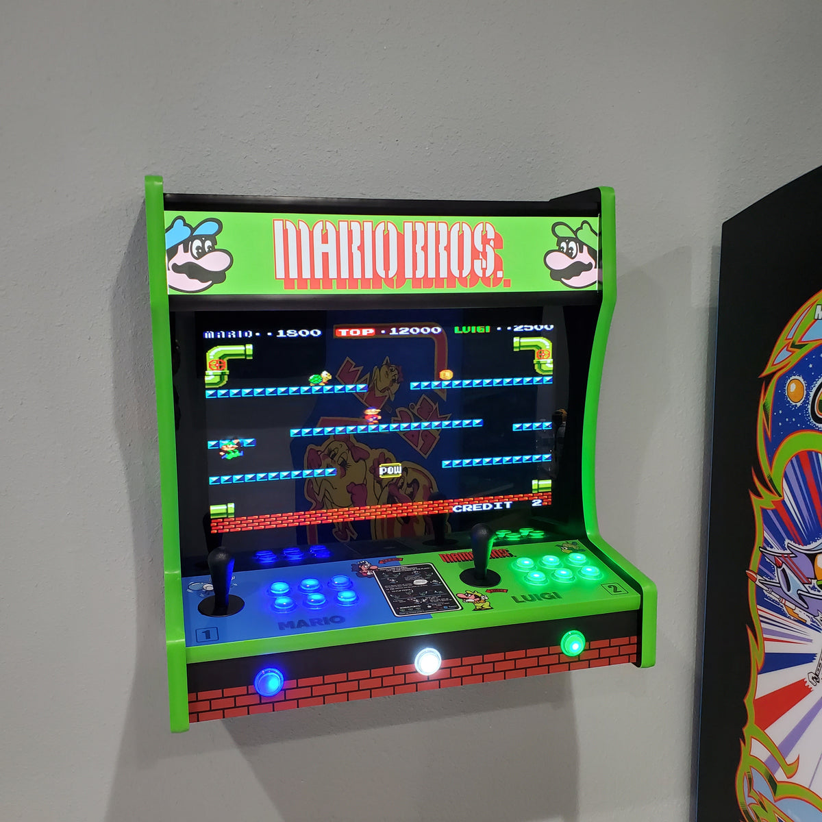 Mario Bros Themed Wall Mountable Arcade Machine – Quarterless Mario bros arcade machine