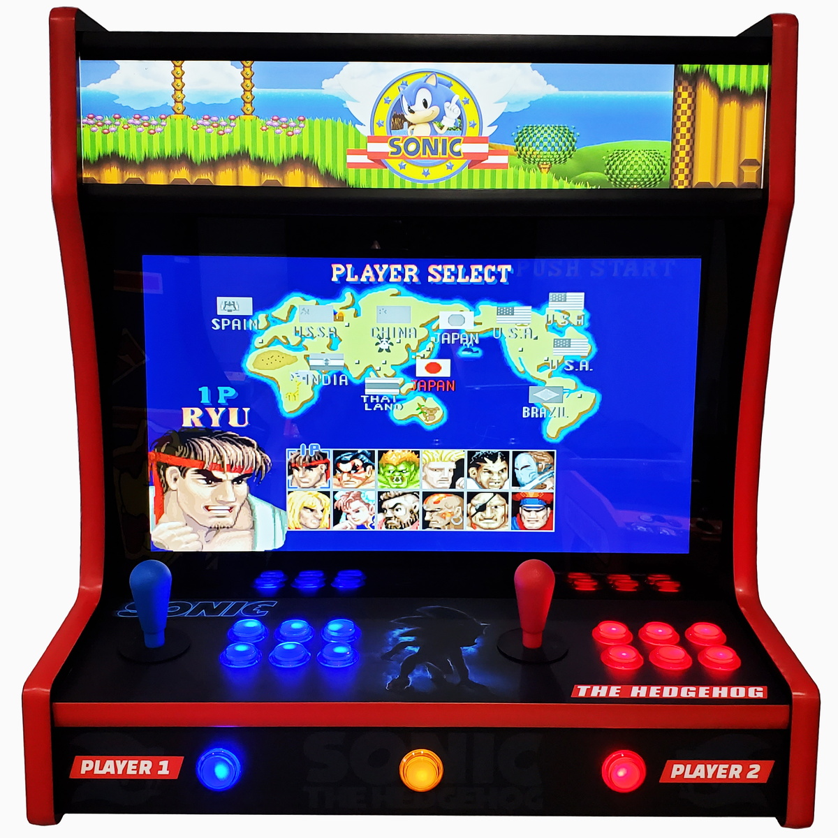 Sonic Themed Wall Mountable Arcade Machine – Quarterless