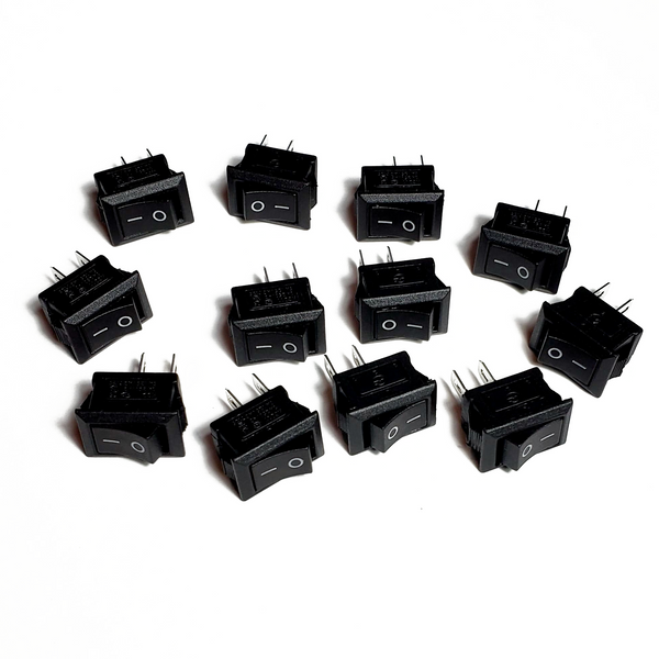 25 Pack, ON-OFF, 2pin, Black Rocker Switch, 6A/250V-10A/125V
